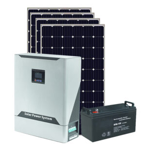 Solar panel units with a battery and inverter